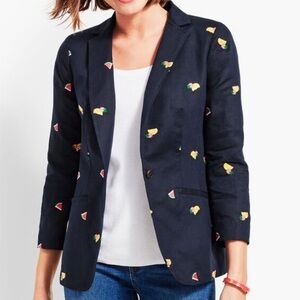 Talbots jacket with embroidered fruits